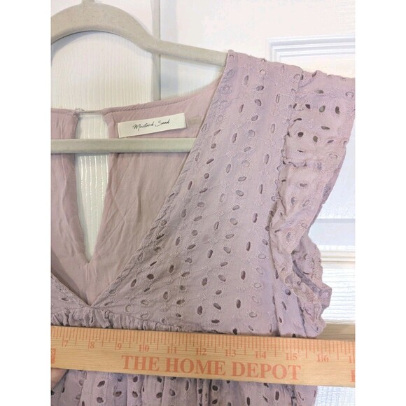 Pink Eyelet Babydoll Romper Dress Cottagecore Boho V-Neck Flutter Sleeve Medium - Picture 7 of 9